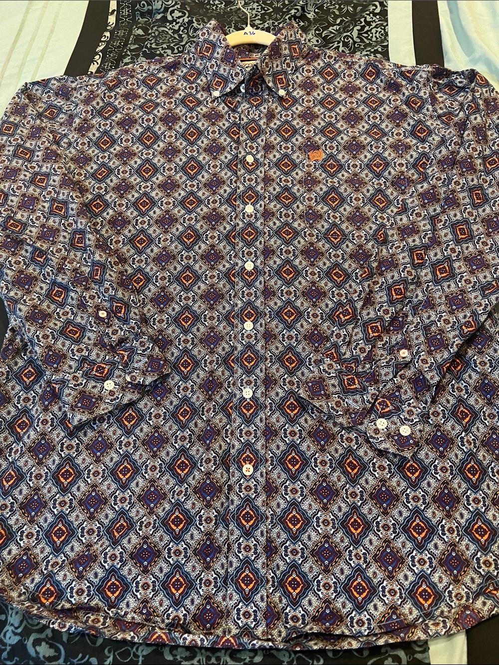 Cinch Men's Blue & Orange Geometric Shirt Jacket